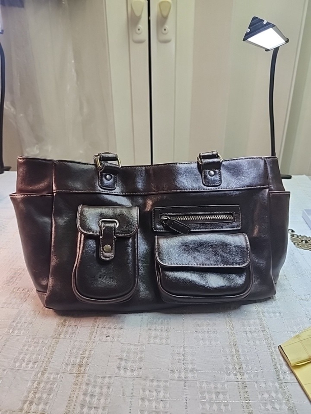 Worington Women's Dark Brown Multi-Pocket Shoulder Bag